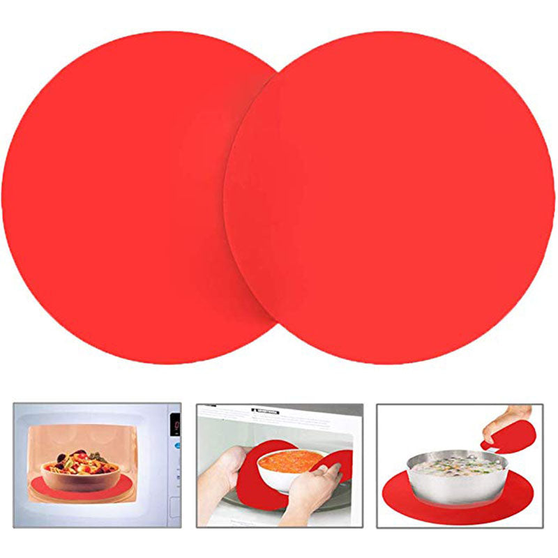 #161 2 pack 12 Inch Silicone Microwave Mat Non-Stick Oven Mat Microwave Turntable Mat Soft Round Silicone Table Mate