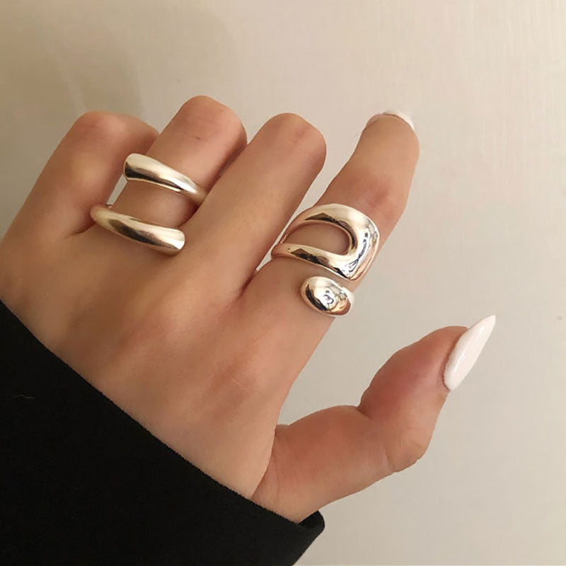 #36-3 Minimalist Fashion Silver Rings
