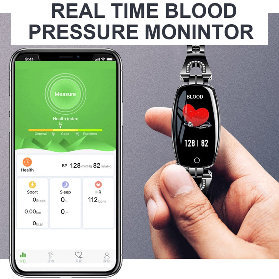 #67-3 Women Smart Watch 0.96" OLED Heart Rate Blood Pressure Monitor Pedometer Fitness Tracker Waterproof Fashion Smartwatch